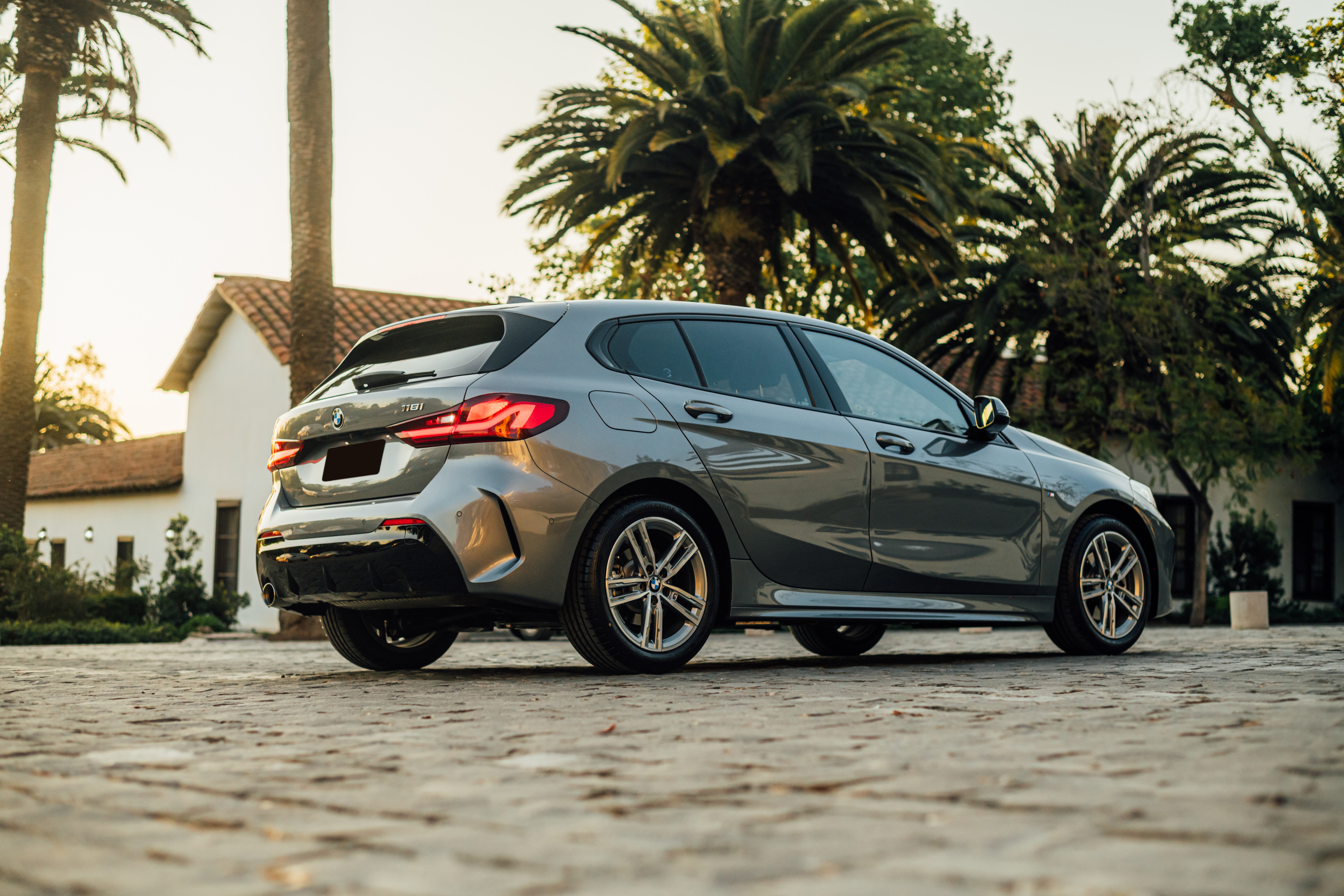 BMW 320i at sunset